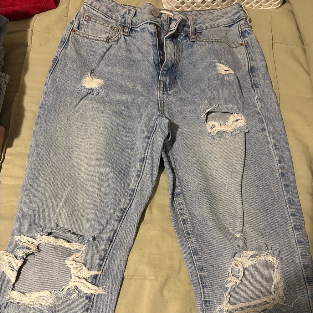 PacSun Women's Light Blue Distressed Relaxed Jeans